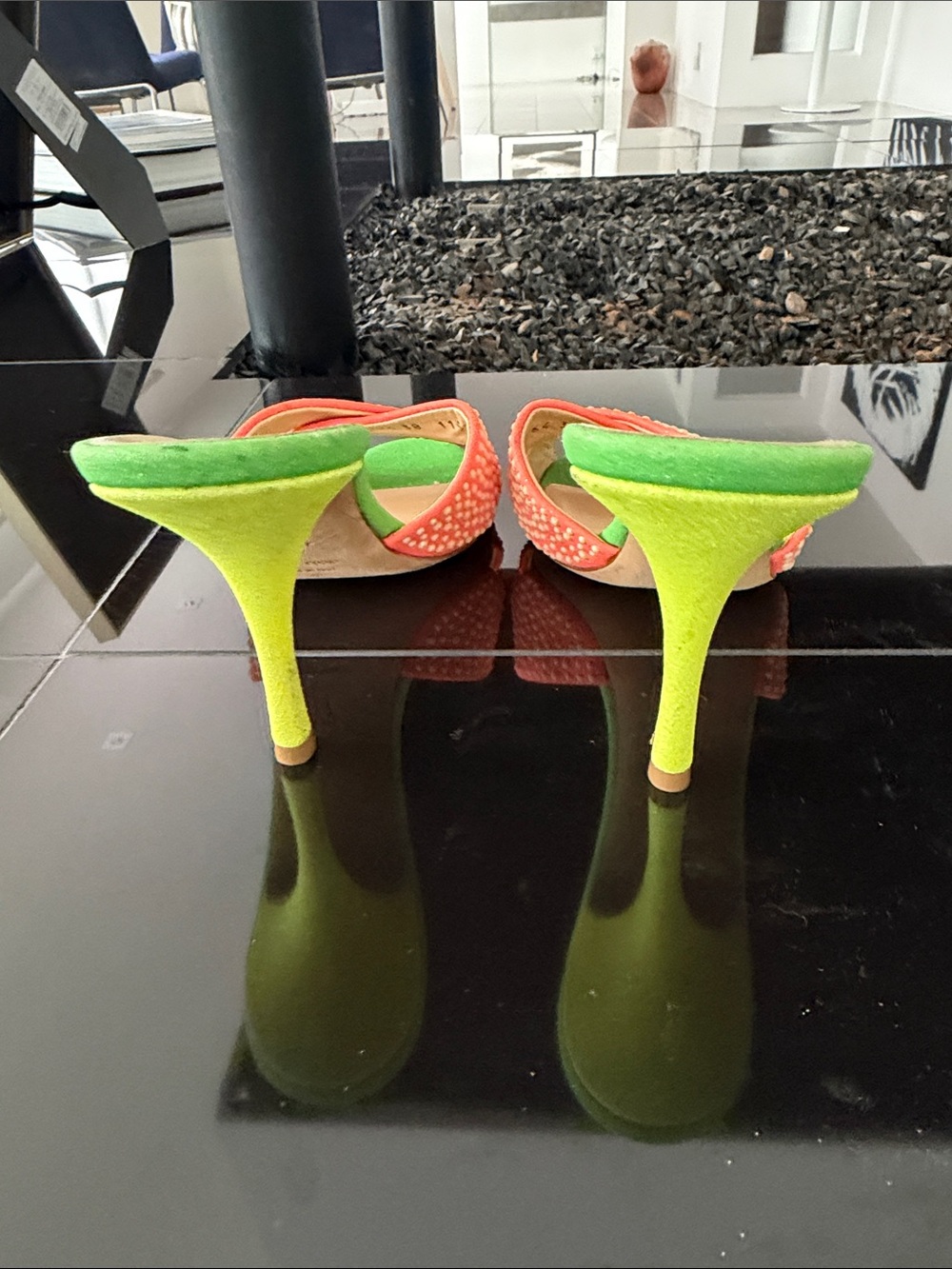 Giuseppe Zanotti Coral Crystal Wrap Slide Sandals with Green Footbed - Picture 4 of 11